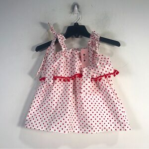 Phi Clothing Polka Dot Tie Tank Strap Peplum Top, Women's Size XS-M - White/Red